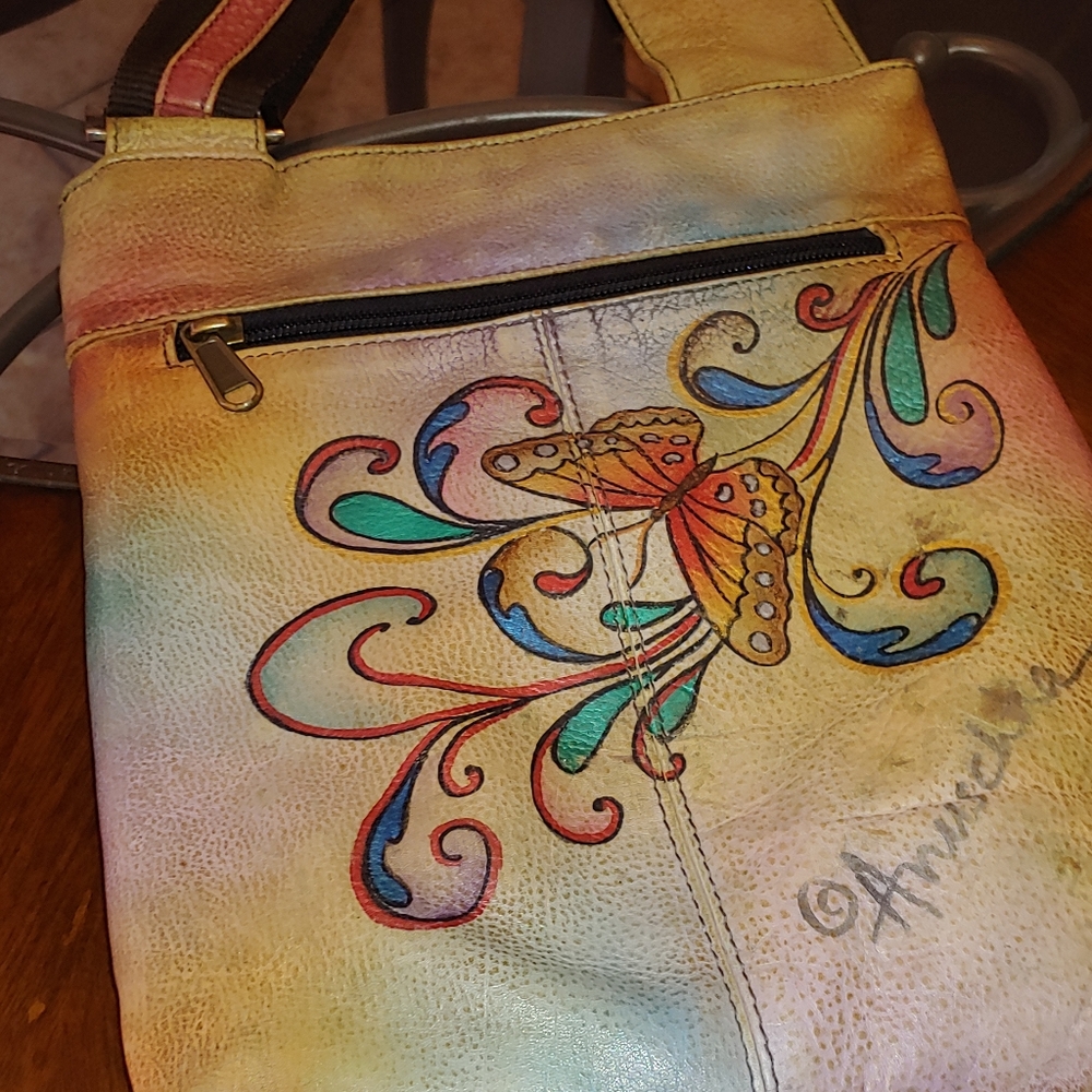 Anuschka Leather Butterfly Design Purse